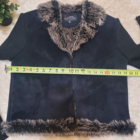 Montanaco Black Suede and Faux Fur Jacket, Size X-Small - Picture 3 of 10